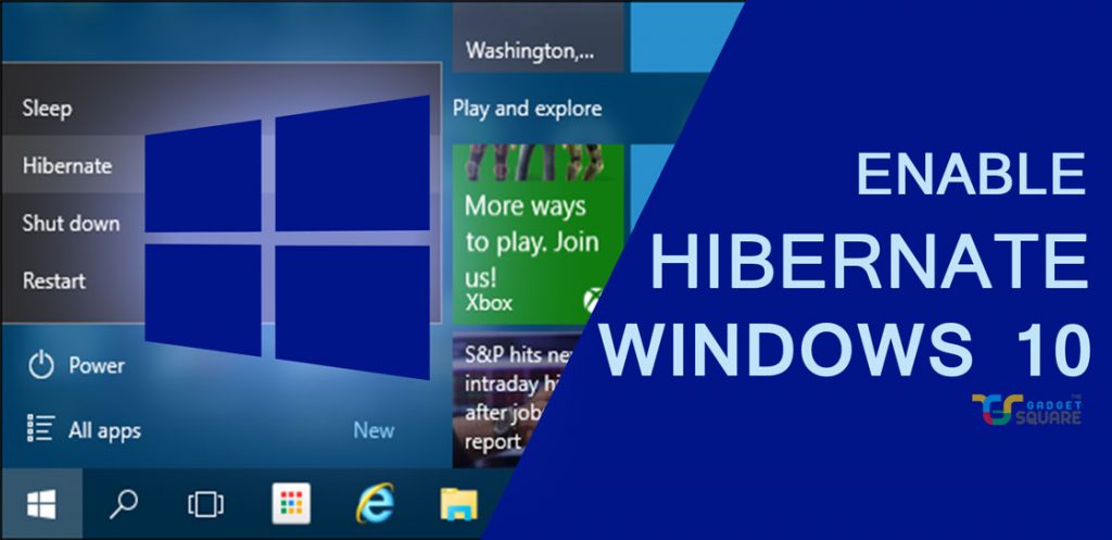 enable hibernate option Windows 10