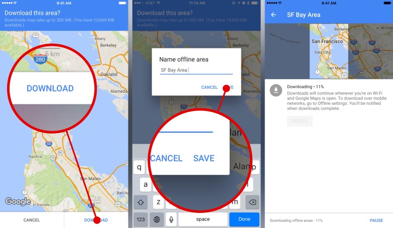 How to save google maps offline